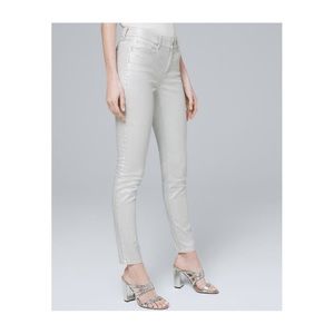 White House black market silver coated skinny ankle  jeans 2